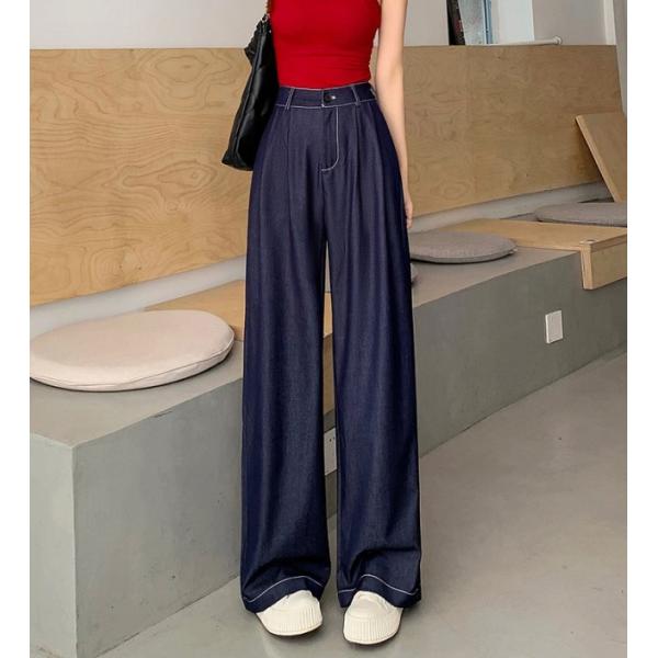 デニム ワイドパンツ レディース 大きいサイズ 3L ボトムス パンツ レディース ストレートパンツ...