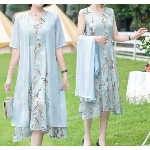 ワンピース 花柄 アンサンブル セットアップ レディース パーティードレス 結婚式 お呼ばれドレス ...