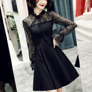 パーティドレス 黒 韓国 ミニドレス フレアスカート リトルブラック