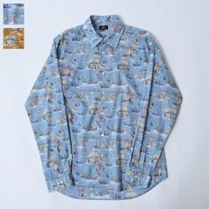 ハリス Harriss レギュラーカラー シャツ コンフォートフィット メンズ トップス 春 夏 羽織り 前開き 柄シャツ 長袖 日本製 綿100% hs261-40014 ( 正規取扱店 )