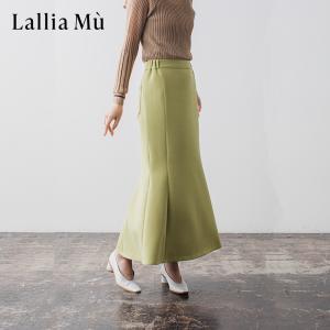 ( SALE 50%OFF ) Lallia Mu ラリアムー マーメイド スカート レディース ボトムス タイト ロング 春夏 ウエストゴム オフィス きれいめ 大人 可愛い 2311802｜leap-town