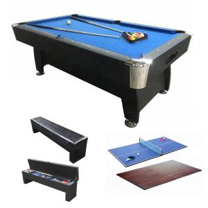 ビリヤード台 テーブル 業務用 家庭用 7フィート 3in1 ボールリターン ポケット JBS Puma ピューマ ブラック テーブルトップ卓球台、収納ベンチ付き