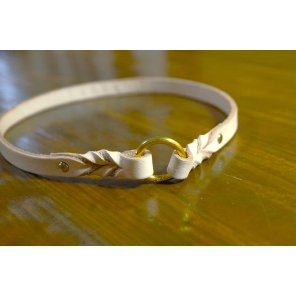 【オーダー】ヌメ革犬用チョーカー（編み目入り）　幅1.2cm　受注生産　６色からお選びいただけます