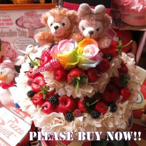 プリザーブドフラワー あすつく 結婚祝い 結婚記念日 サプライズ 妻 嫁 両親 女性 友人 ダッフィー シェリーメイ 花 ケーキ 7号 ホワイト2段 レインボーローズ　