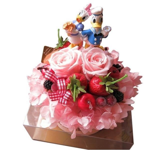 母の日 ドナルド デージー入り 花束風 プリザーブドフラワー フラワーケーキ ケース付き