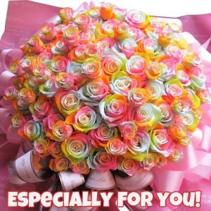 プリザーブドフラワー 花束風 プロポーズ 彼女 恋人 バラ 108本 レインボーローズ 枯れない あすつく 対応商品です