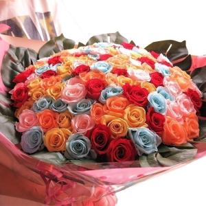 プリザーブドフラワー 花束 プロポーズ バラ 108本 カラフル 枯れない おすすめのフラワーギフト プレゼント先へのお届け 配送日指定も可能です