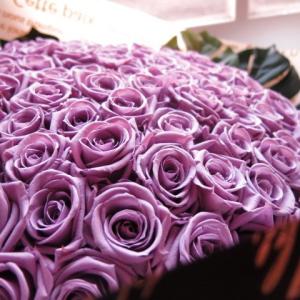 プリザーブドフラワー 花束 紫バラ 100本 ...の詳細画像2