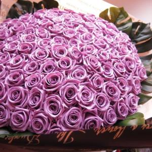 プリザーブドフラワー 花束 紫バラ 100本 ...の詳細画像3