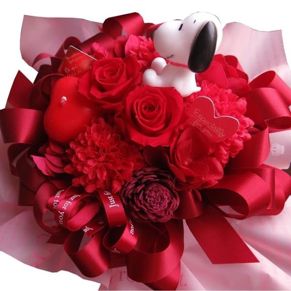 あすつく プロポーズ サプライズ 記念日 妻 嫁 彼女 女性 プチ レッド スヌーピーマスコット入り...