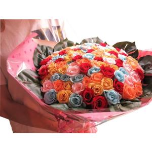 カラフルバラ クリスマスプレゼント サプライズ 花束 バラ 100本 プリザーブドフラワー フラワーギフト プレゼント先へのお届け 配送日指定も可能です