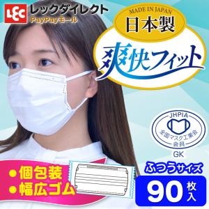 マスク 不織布 日本製 国産  爽快 フィット マスク  普通サイズ 30枚入×3個全国マスク工業会員マーク 個包装 3層構造 プリーツ 立体構造