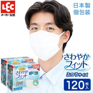 国産 マスク ふつう 120枚入 （60枚×2） 不織布 個包装 使い捨て さわやかフィット レック JIS適合 ウイルス 対策｜