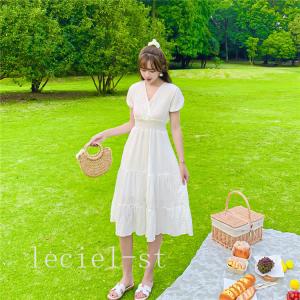 21新作白ワンピース 白 カジュアル ワンピース 夏 森ガール 無地ワンピース 半袖 フレア 韓国 膝丈 Shi Oi0efgmu Leciel 通販 Yahoo ショッピング
