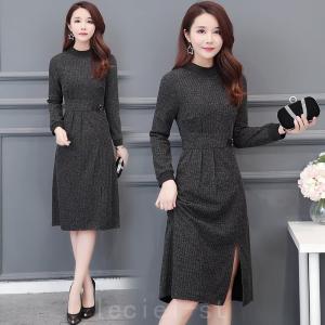 2021新作ワンピース ミディアム丈 膝丈 結婚式 パーティー ドレス レディース 長袖 大きいサイズ