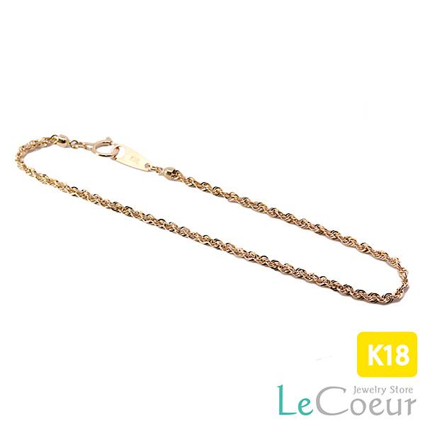18金 ブレスレット 地金 パイプロープチェーン ブレス シンプル 女性 男性 重ねづけ チェーン ...