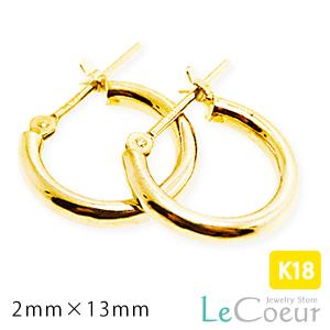 K14WG ピアス フープ パイプ 2×15 14金 K14ホワイトゴールド シルバー