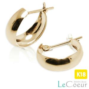 月型ピアス ぷっくり フープピアス 18金 ゴールド 5mm×10mm 両耳 月甲