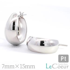 プラチナ フープピアス 月甲 7×13mm Pt900 両耳 レディース メンズ