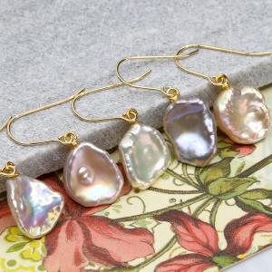メタリック 花びら 淡水真珠 ピアス イヤリン...の詳細画像5