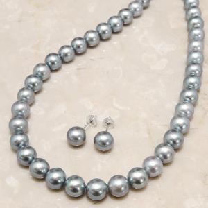 13mm 特大 グレー ボタン 淡水真珠 ピアス/イヤリング 存在感抜群で 