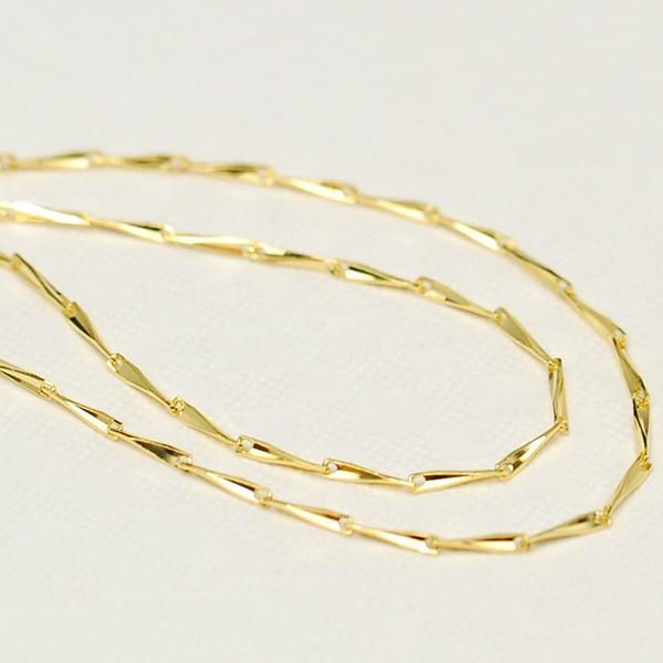 シルバー 切子 チェーンネックレス 金色　カットがシャープにきらめく繊細でスタイリッシュなデザイン