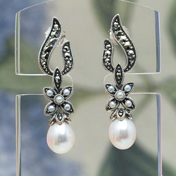 碌山 淡水真珠 マルカジット ピアス/イヤリング パールチャームを取り外してペンダントにもできます ...