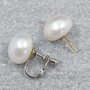 特大13mm ホワイト ボタン 淡水真珠 ピア...の詳細画像2