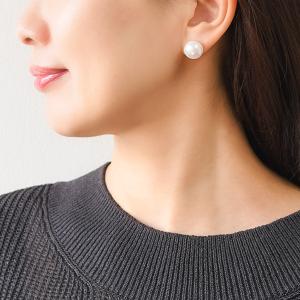 特大13mm ホワイト ボタン 淡水真珠 ピア...の詳細画像3