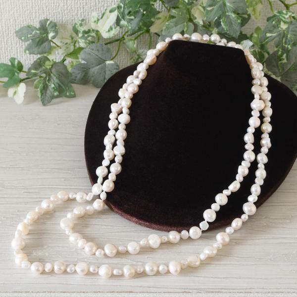 バロック 淡水真珠 120cm ロングネックレス　愛嬌のある形でキュートに バロックパール