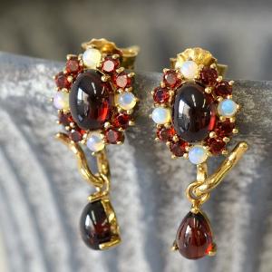 碌山 ガーネット シードパール ピアス/イヤリング 上品でエレガントな