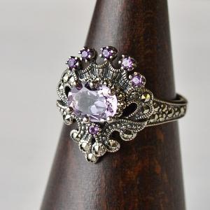 碌山 ターコイズ シードパール リング シックで華やかなアンティーク