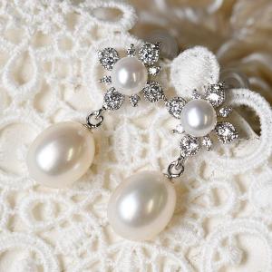 10mm ナチュラルブルー バロック アコヤ真珠 ロングネックレス ピアス