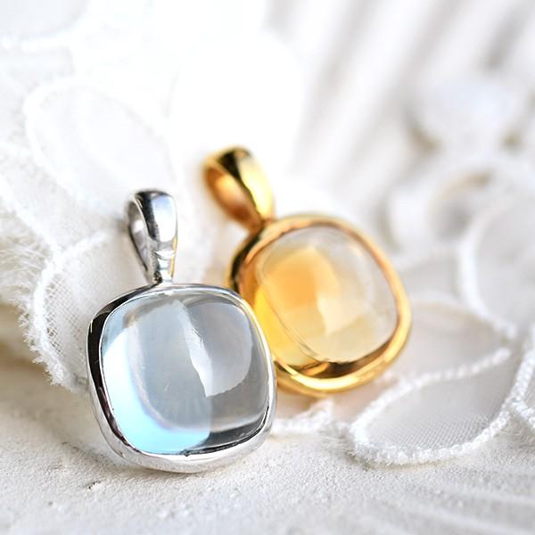 スクエアカボション 選べる天然石 ペンダントトップ　ぷるんとキュートなカラーストーン　ブルートパーズ...