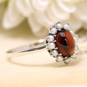 碌山 ガーネット シードパール リング 艶やかなワインレッド 204R0169