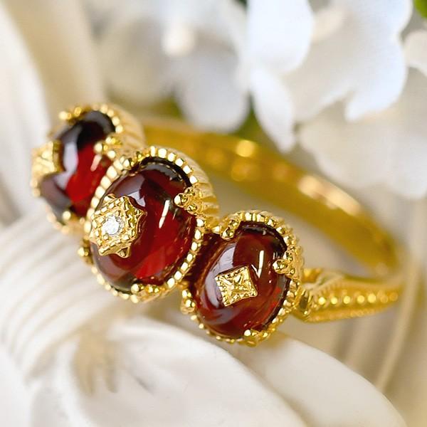 碌山 ガーネット &amp; ダイヤモンド リング　深紅とダイヤモンドの煌き  RP 201R0174