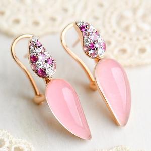 ペアシェイプ カット クリスタル スモーキークォーツ ピアス キラキラ