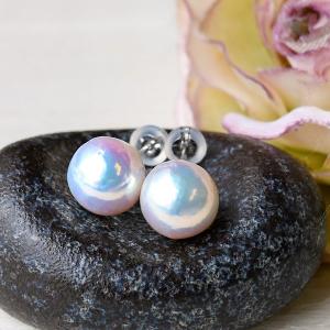 9mm バロック 淡水真珠 ピアス/イヤリング K18 K14 SV925 てりてりの