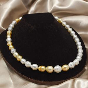 K14WG 15mm 白蝶真珠 ネックレス ピアス/イヤリング セット 鑑別書付