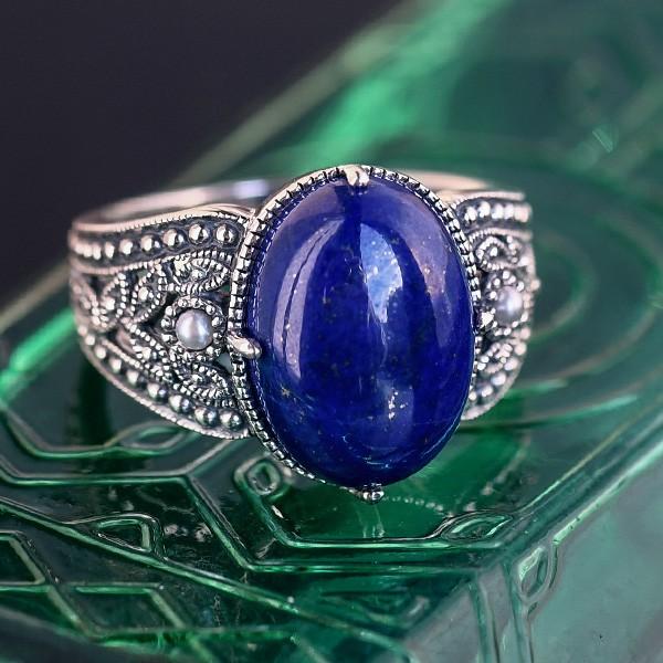 碌山 ラピスラズリ シードパール リング　しっとりエレガントなミッドナイトブルー　RP 204R07...