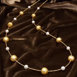 K14WG 15mm 白蝶真珠 ネックレス ピアス/イヤリング セット 鑑別書付