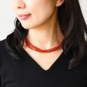 地中海 赤珊瑚 5連 ネックレス 鮮やかな赤が...の詳細画像1