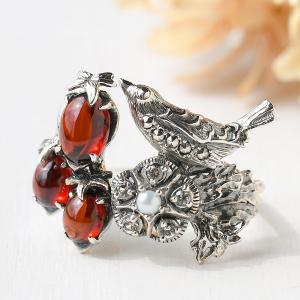 碌山 ウィリアムモリス いちご泥棒 ガーネット ブローチペンダント