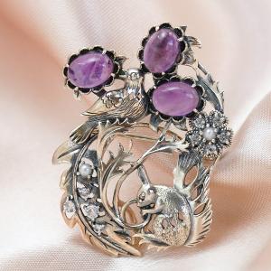 ROKUZAN グリーンアメジスト ブローチ ペンダントトップ