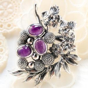 特別オーダー版 碌山 ウィリアムモリス ぶどう アメジスト ブローチ