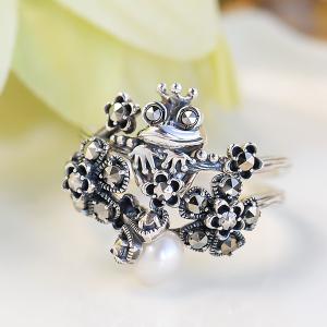 碌山 シードパール マルカジット フラワー リング 2本セット 重ね付け