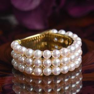 アコヤ ベビーパール ダイヤモンド K18YG/WG リング 11号 指本を上品に