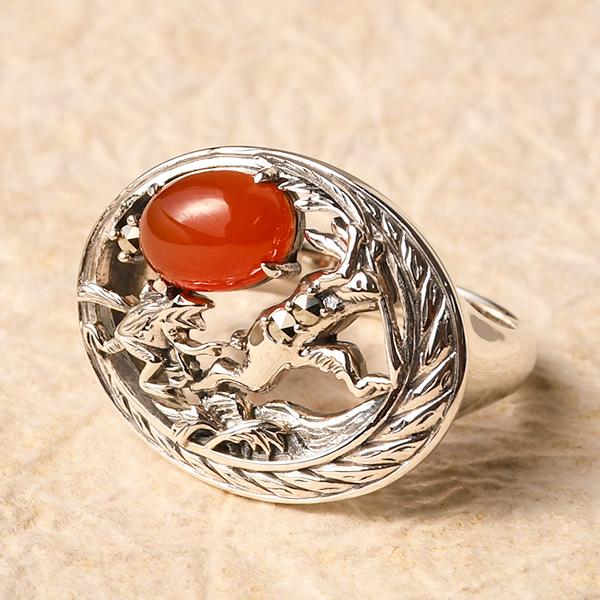 碌山 鳥獣戯画 カーネリアン 印地打ち リング 高山寺公式 RP 407R0004-CNC