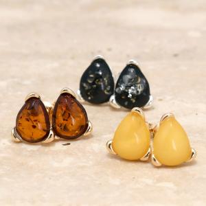 ユウ◆希少✧インドネシア産ブルーアンバーピアス✧14kgf✧天然琥珀 ユウ様専用◇希少✧インドネシア産ブルーアンバーピアス✧14kgf
