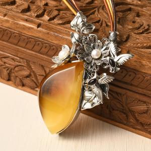 ハニーアンバー ブレスレット 琥珀 バルト海産 8-10mm 17.5cm 天然石